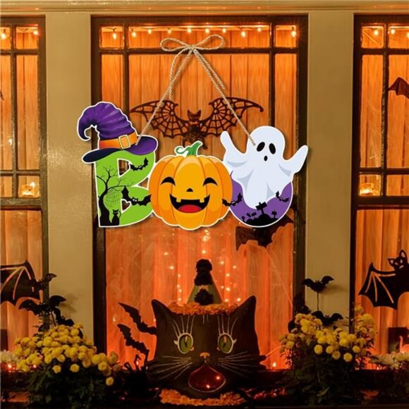Halloween Home Front-Porch Door Hanger-Decor - 5pcs Scary Party Paper Signs - Picture 4 of 8